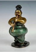 Polychrome Bronze Sculpture Jazz Nightclub Singer Clarinet Player Bruno Luna