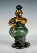 Polychrome Bronze Sculpture Jazz Nightclub Singer Clarinet Player Bruno Luna