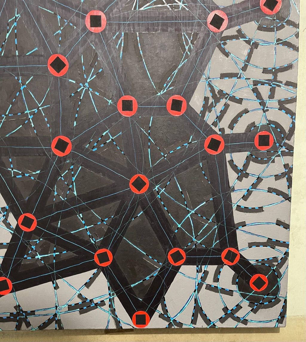 Stop Flats Night Stops Abstract Geometric Modernist Oil Painting W.C. Richardson
