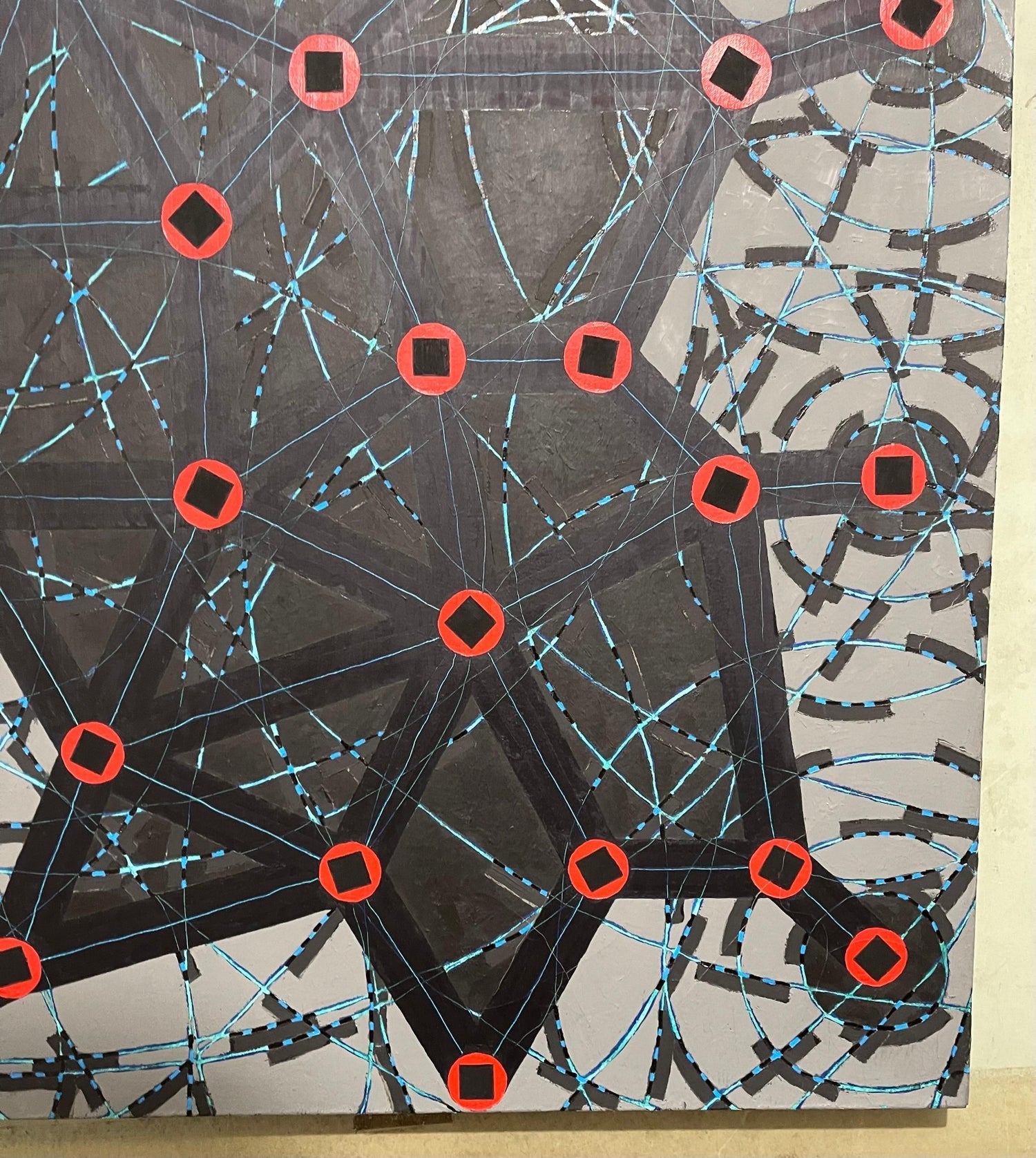 Stop Flats Night Stops Abstract Geometric Modernist Oil Painting W.C. Richardson