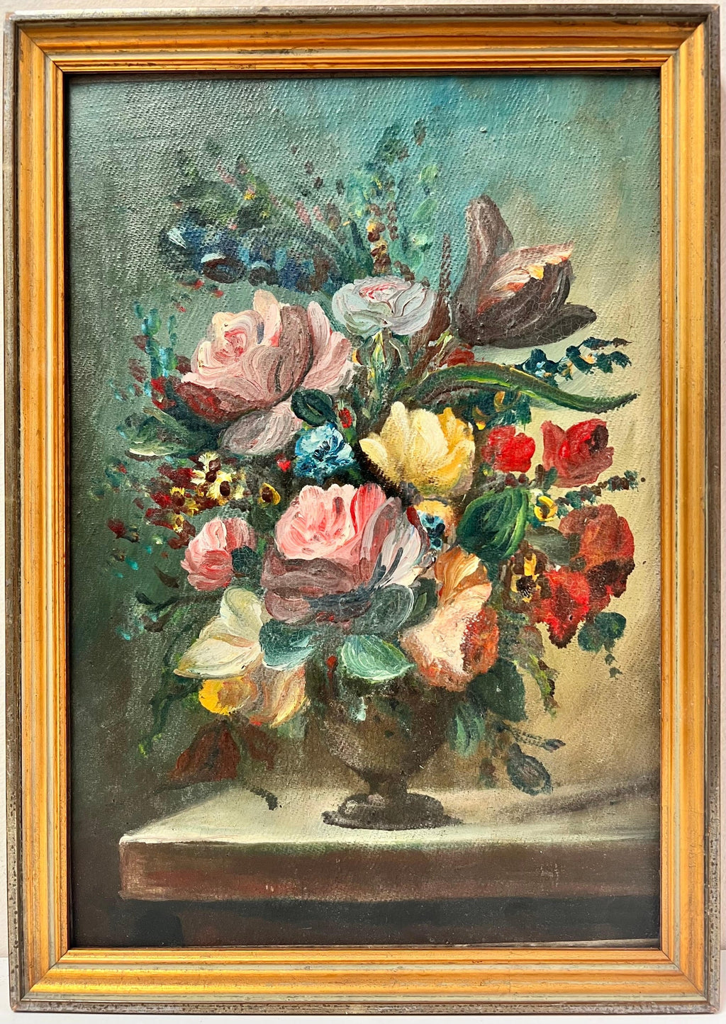 French Surrealism Oil Painting Pierre Henry Surrealist Color Flowers in Vase