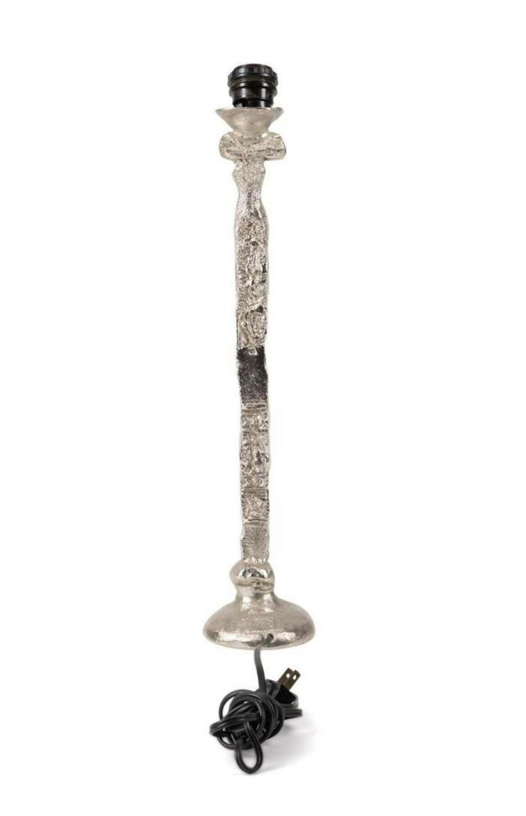 French Brutalist Silvered Cast Bronze Sculpture Lamp Pierre Casenove Fondica Art