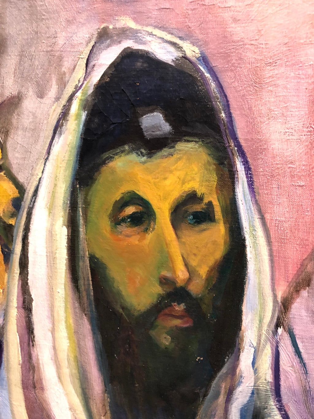 Polish French Fauvist Judaica Art Oil Painting Rabbi at Prayer Frederick Serger