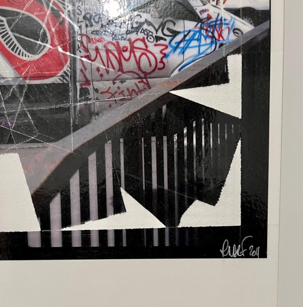 K-Narf Color Photo Graffiti, Adhesive Tape Altered Street Art Photograph Collage