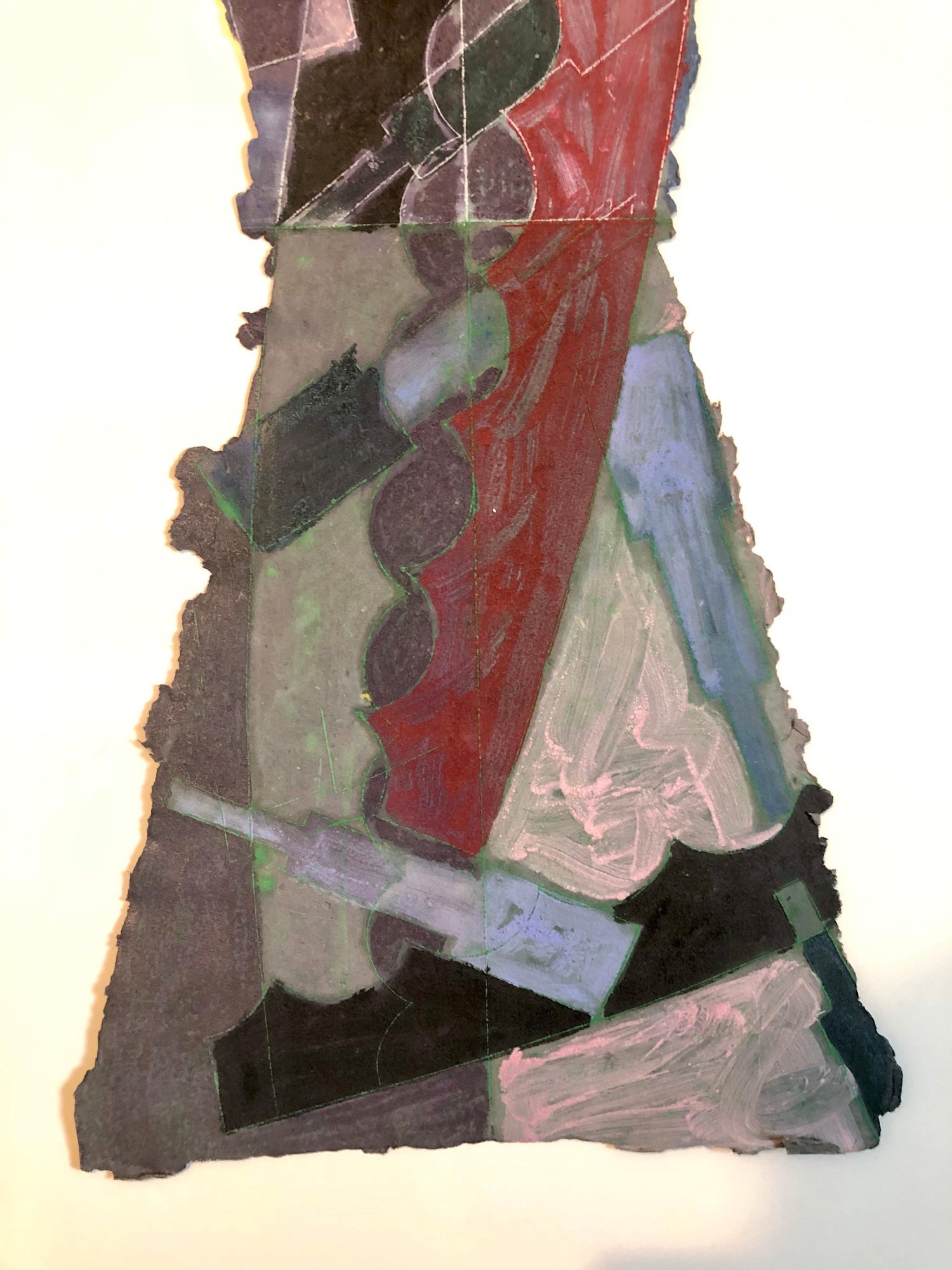 Abstract Modernist Colorful Mixed Media Monoprint Screen-print Handmade Paper