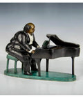 Polychrome Bronze Sculpture Jazz Nightclub Piano Player in Tuxedo Bruno Luna