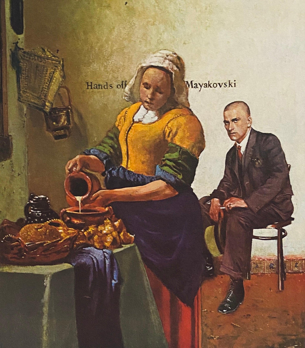 American Artist George Deem Signed Color Lithograph Titled Hands Off Mayakovsky