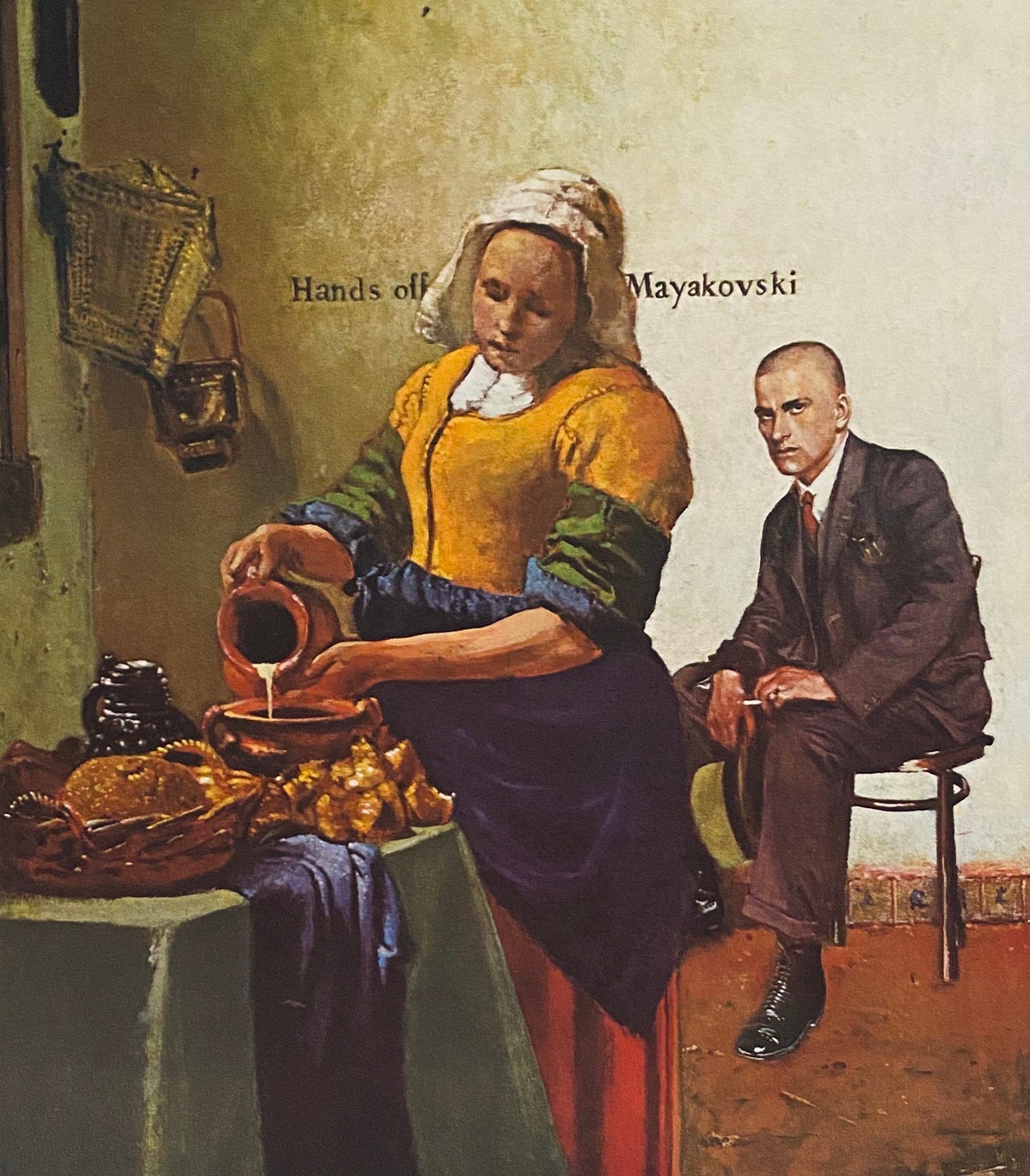 American Artist George Deem Signed Color Lithograph Titled Hands Off Mayakovsky