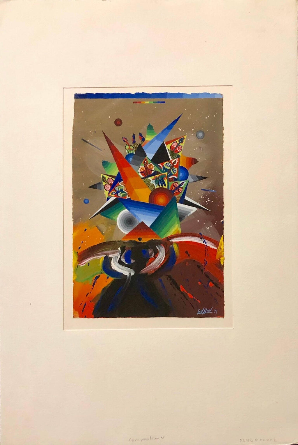 French Surrealist Colorful Futurist Abstract Painting Composition V