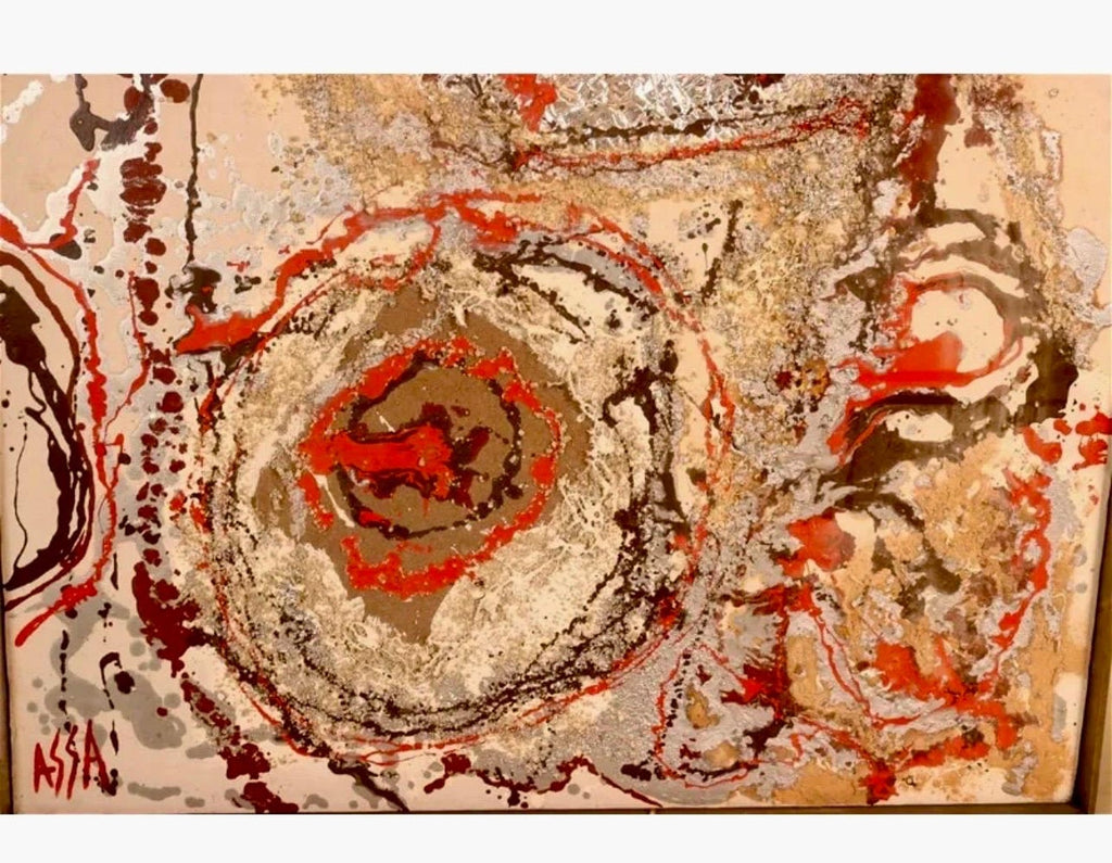 Modernist Persian Iranian Middle Eastern Abstract Fereydoun Assa Oil Painting