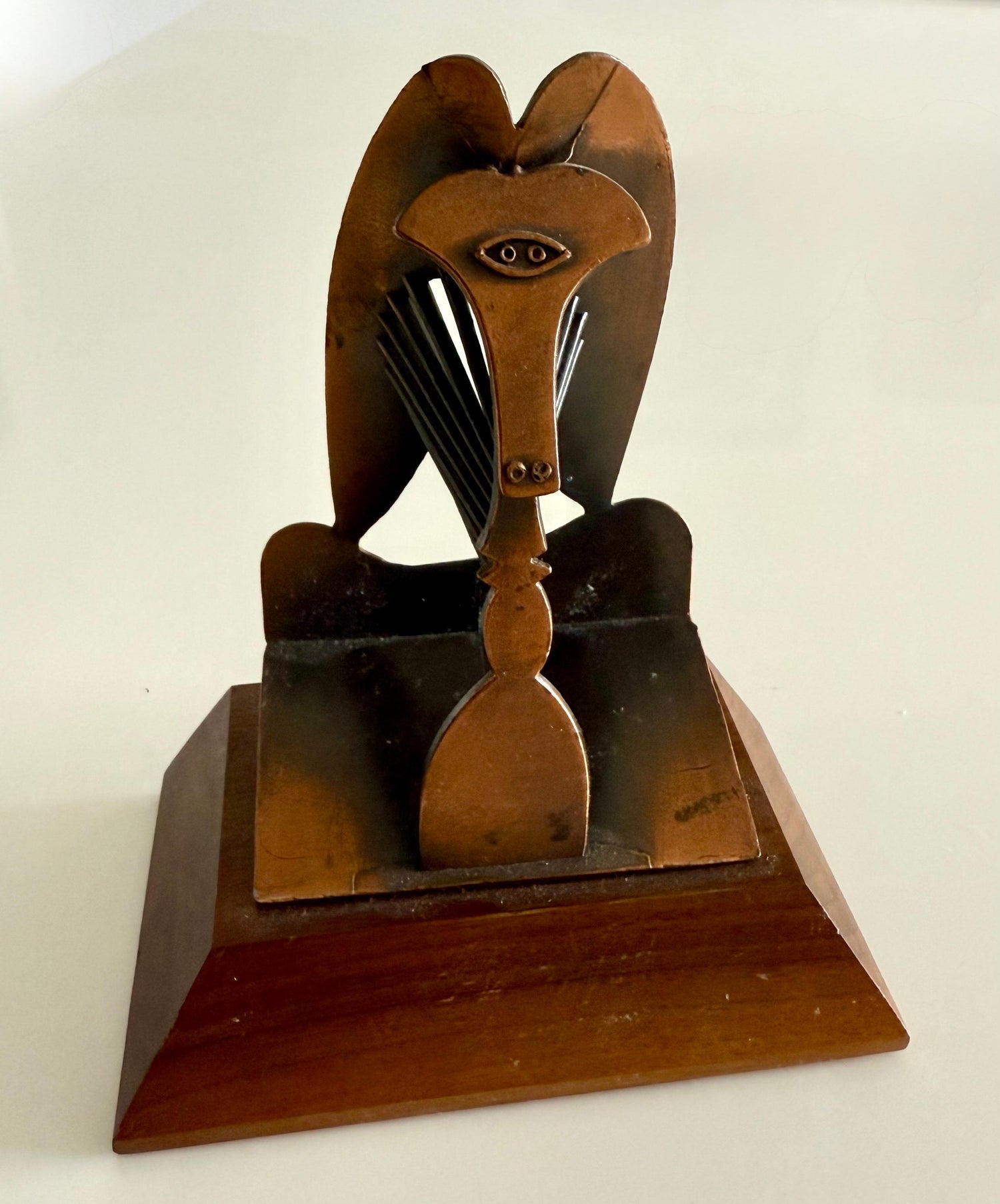Vintage 1970 Modernist Chicago Picasso Souvenir Cubist Sculpture Head Metal