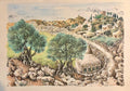 Hebron, 1967 Israeli Judaica Mixed Media Print Watercolor Painting