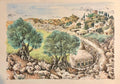 Hebron, 1967 Israeli Judaica Mixed Media Print Watercolor Painting