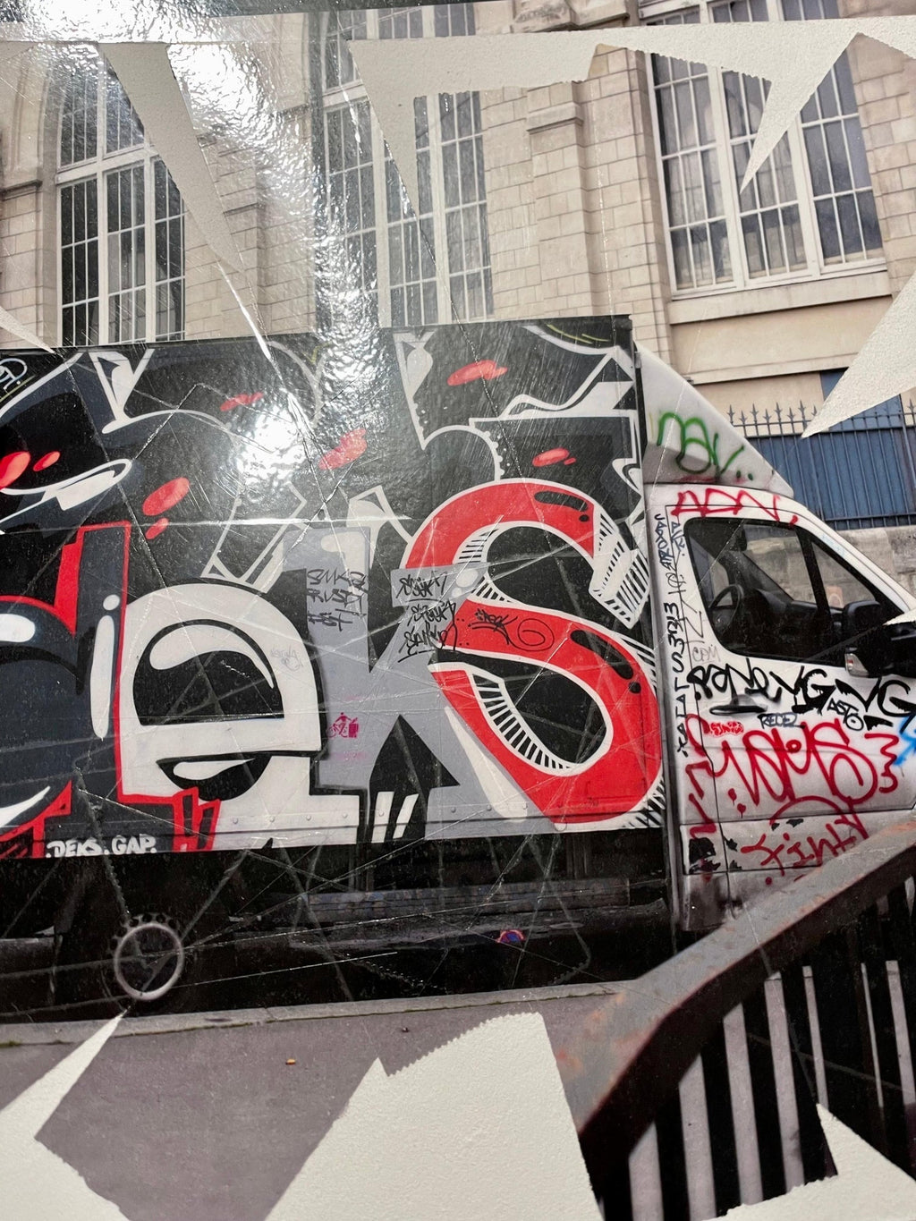 K-Narf Color Photo Graffiti, Adhesive Tape Altered Street Art Photograph Collage