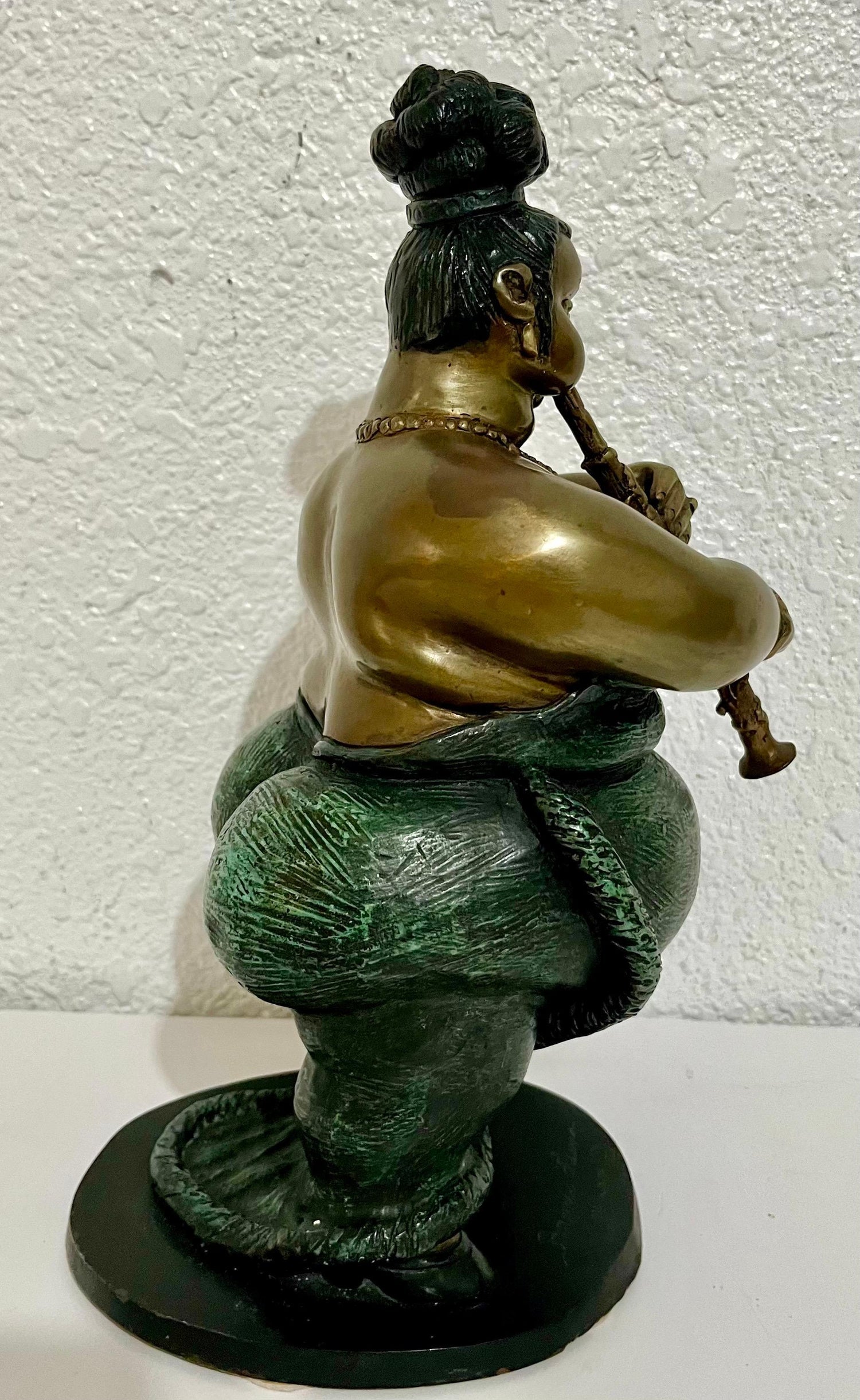 Polychrome Bronze Sculpture Jazz Nightclub Singer Clarinet Player Bruno Luna