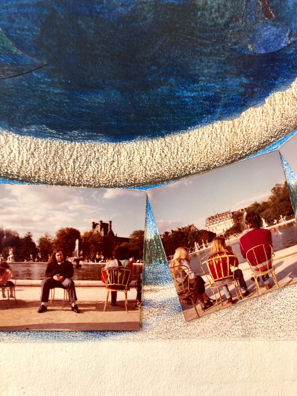 Afternoon in Tuileries Paris Boats Painting Photo Collage Photograph Assemblage