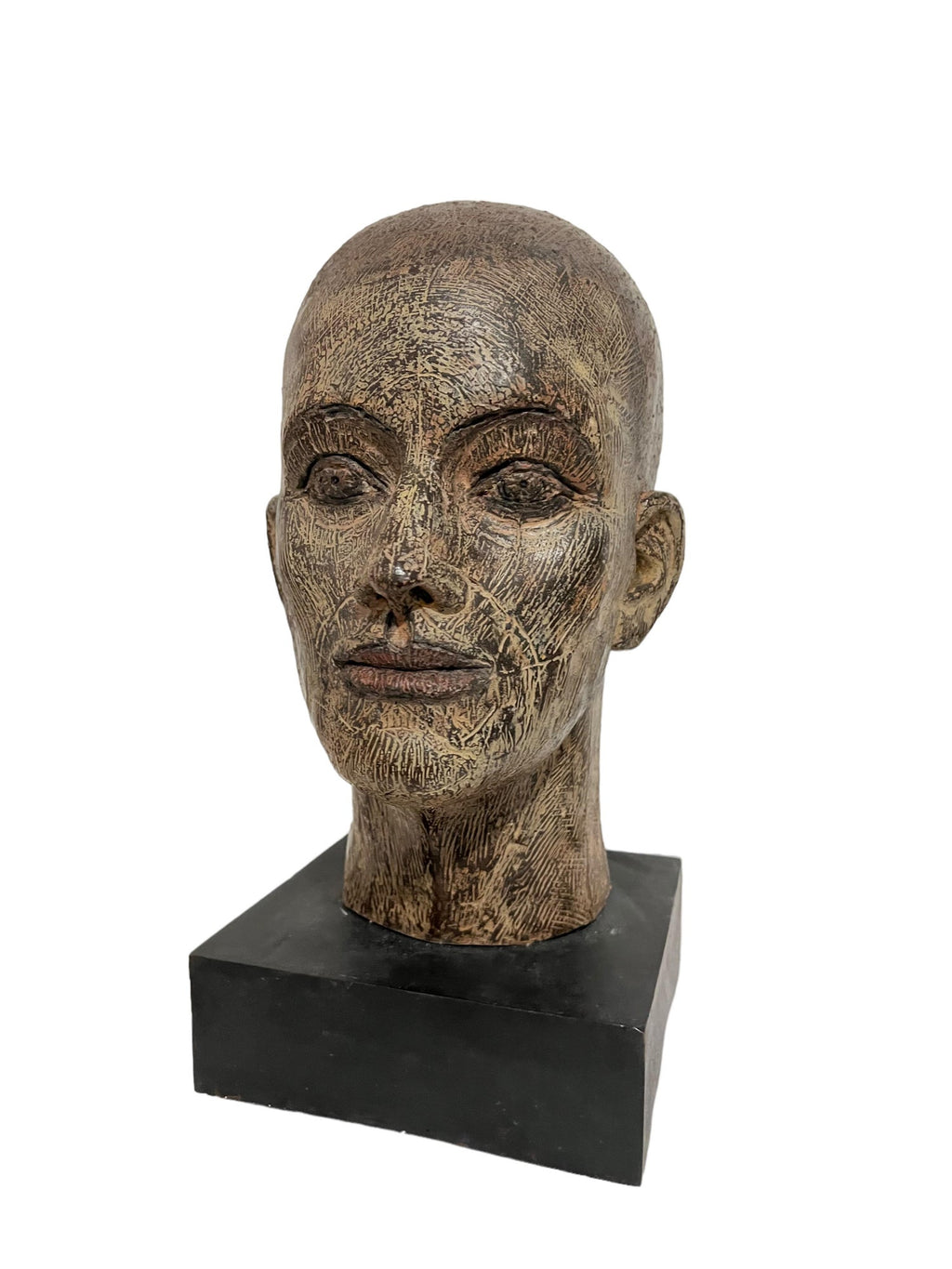 Rare Cast Painted Bronze Head Sculpture British Realist Sculptor John Davies