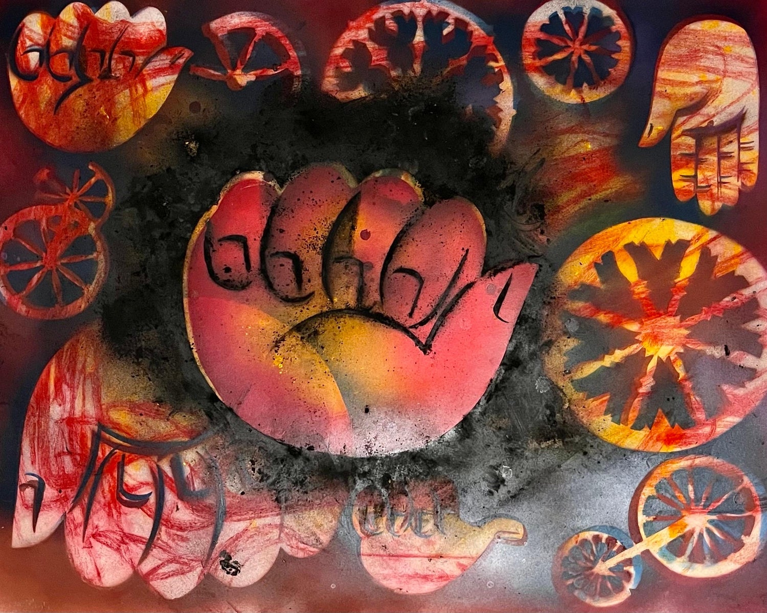 Surrealist Spray Paint Painting Mixed Media Rope Burn Mason Rader Street Art