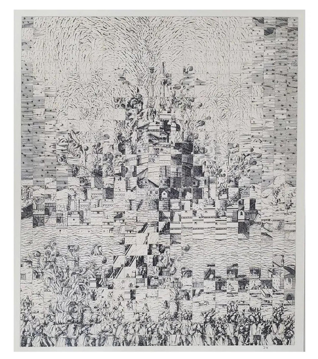 Original Guggenheim Museum Exhibited Jiri Kolar Collage Tower of Babel