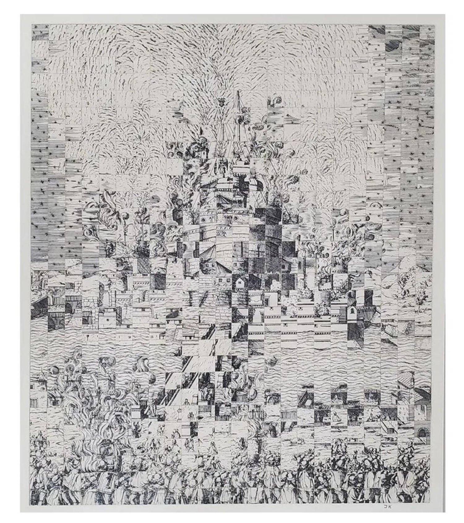 Original Guggenheim Museum Exhibited Jiri Kolar Collage Tower of Babel