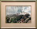 Modernist Landscape 'Portugal' Watercolor Painting
