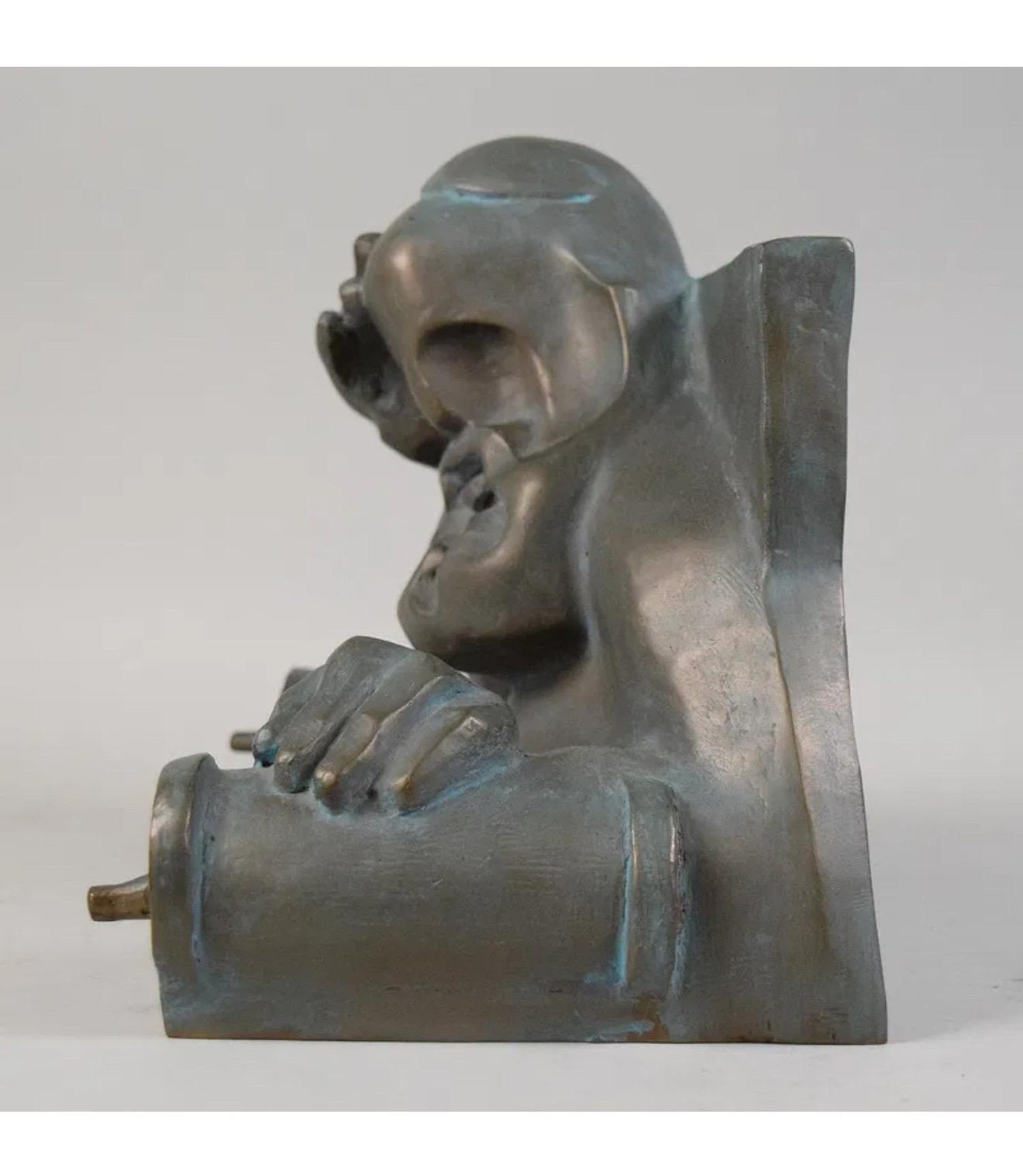 Ted Egri Taos Modernist Judaica Cubist Bronze Sculpture Rabbi & Torah WPA Artist