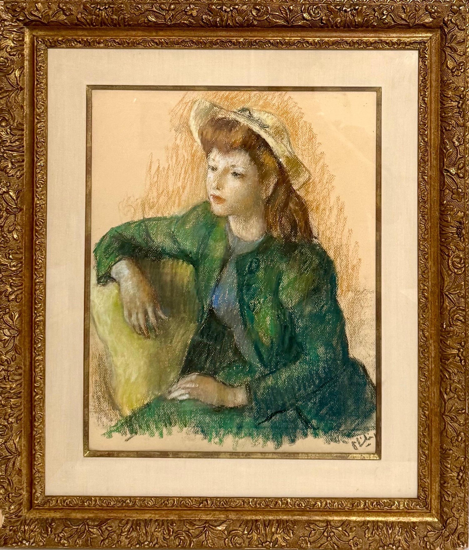 Post Impressionist Young Woman Pastel Painting Robert Philipp American Modernist