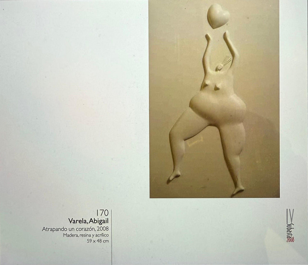 Latin American Master Abigail Varela Sculpture Relief Plaque Woman with Heart