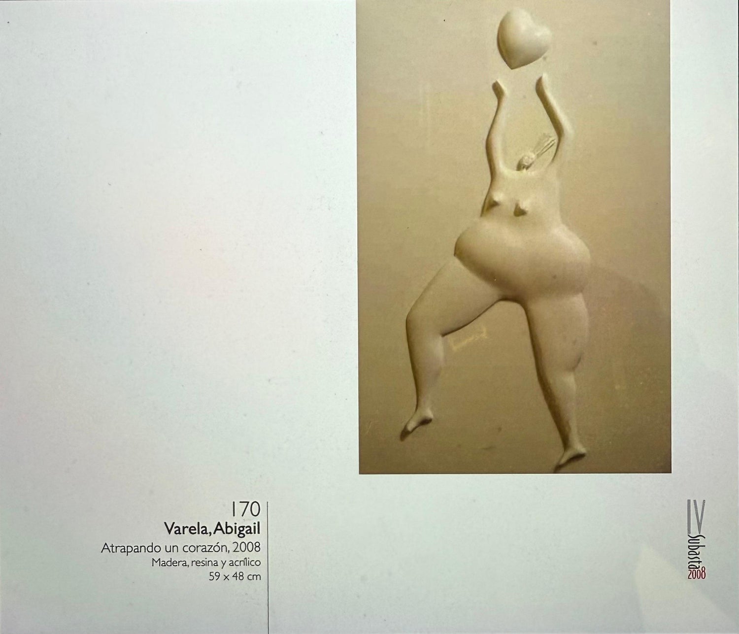 Latin American Master Abigail Varela Sculpture Relief Plaque Woman with Heart