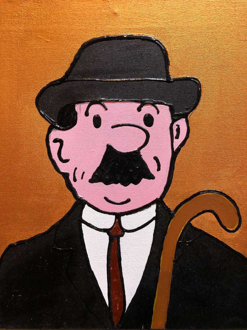 Pop Art Acrylic Painting 'Detectives' from the Tintin Comic books