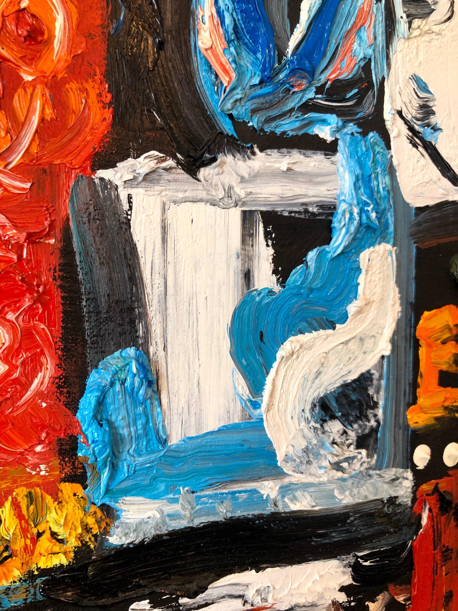 Vibrant New York City Times Square, Figural Abstract Expressionist Oil Painting