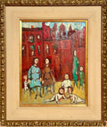 Mid Century Mothers, Children Oil Painting Frank Kleinholz WPA Era NYC Tenements
