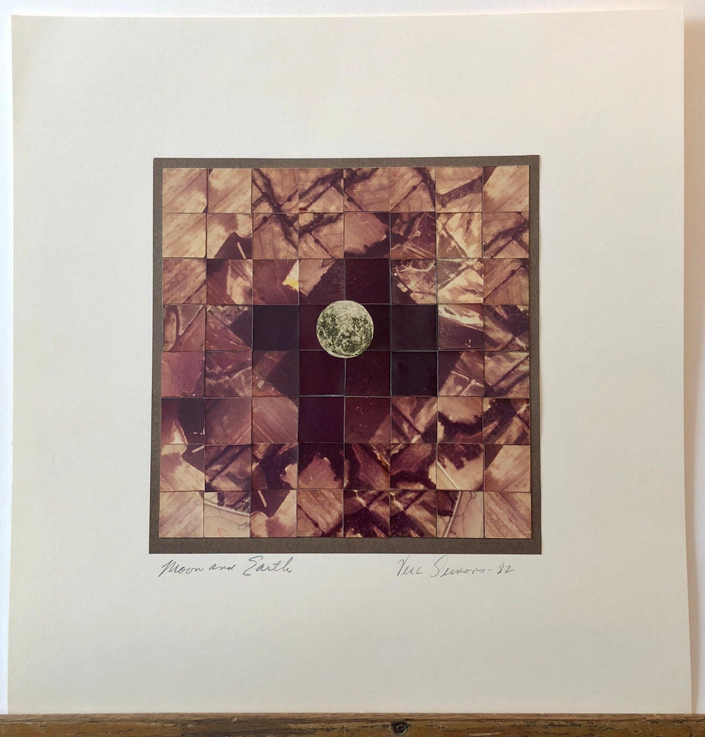 Moon and Earth Assemblage, Photo Mosaic Collage Photograph, Feminist Aviator