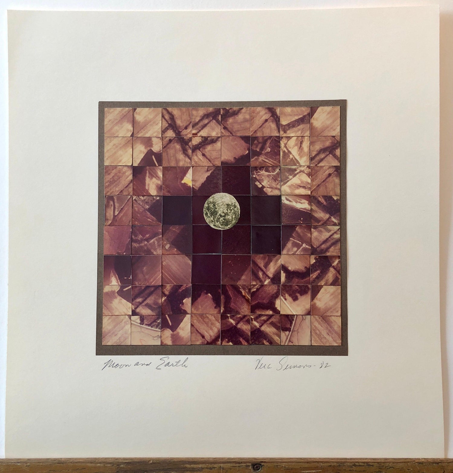 Moon and Earth Assemblage, Photo Mosaic Collage Photograph, Feminist Aviator