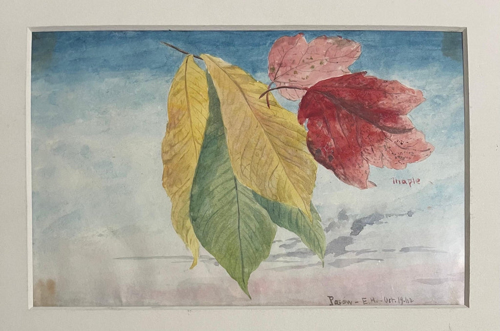 Maple Leaves Watercolor Painting 19th C. American Artist Charles DeWolf Brownell