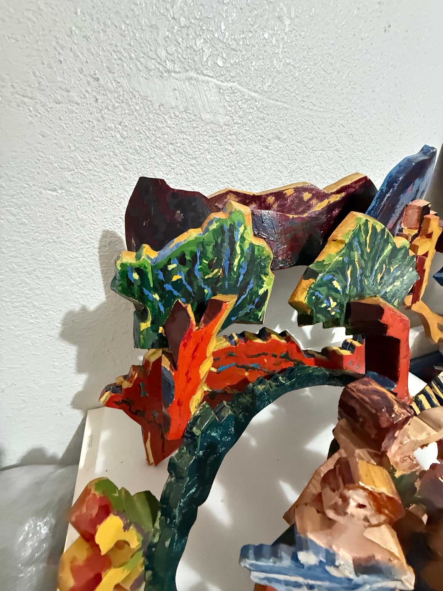 Large 3D Sculpture with Hand Painting Construction Mimi Gross Wood Assemblage
