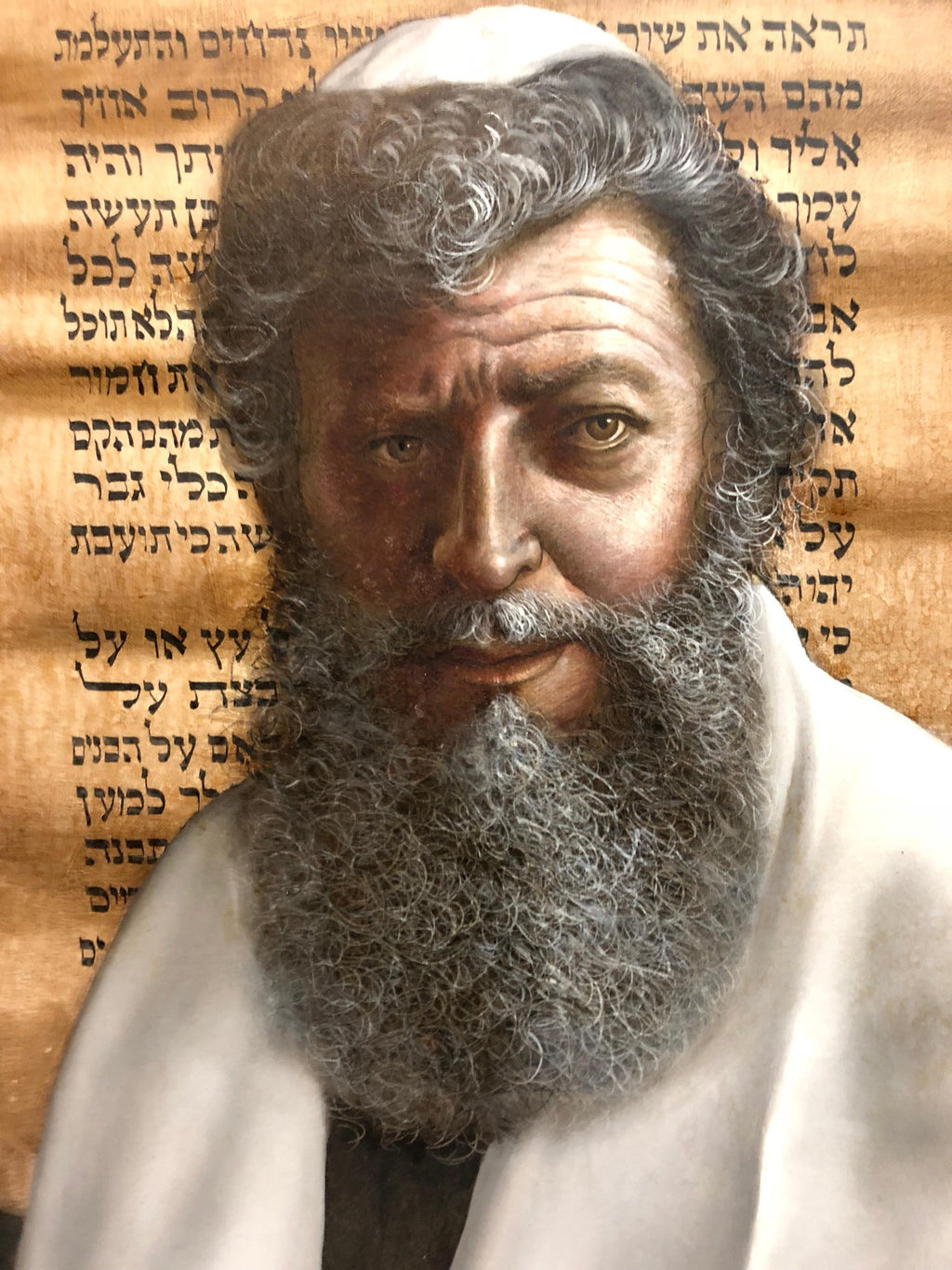 Oil Painting "The Rabbi" Sensitive Judaica Portrait by Italian American master