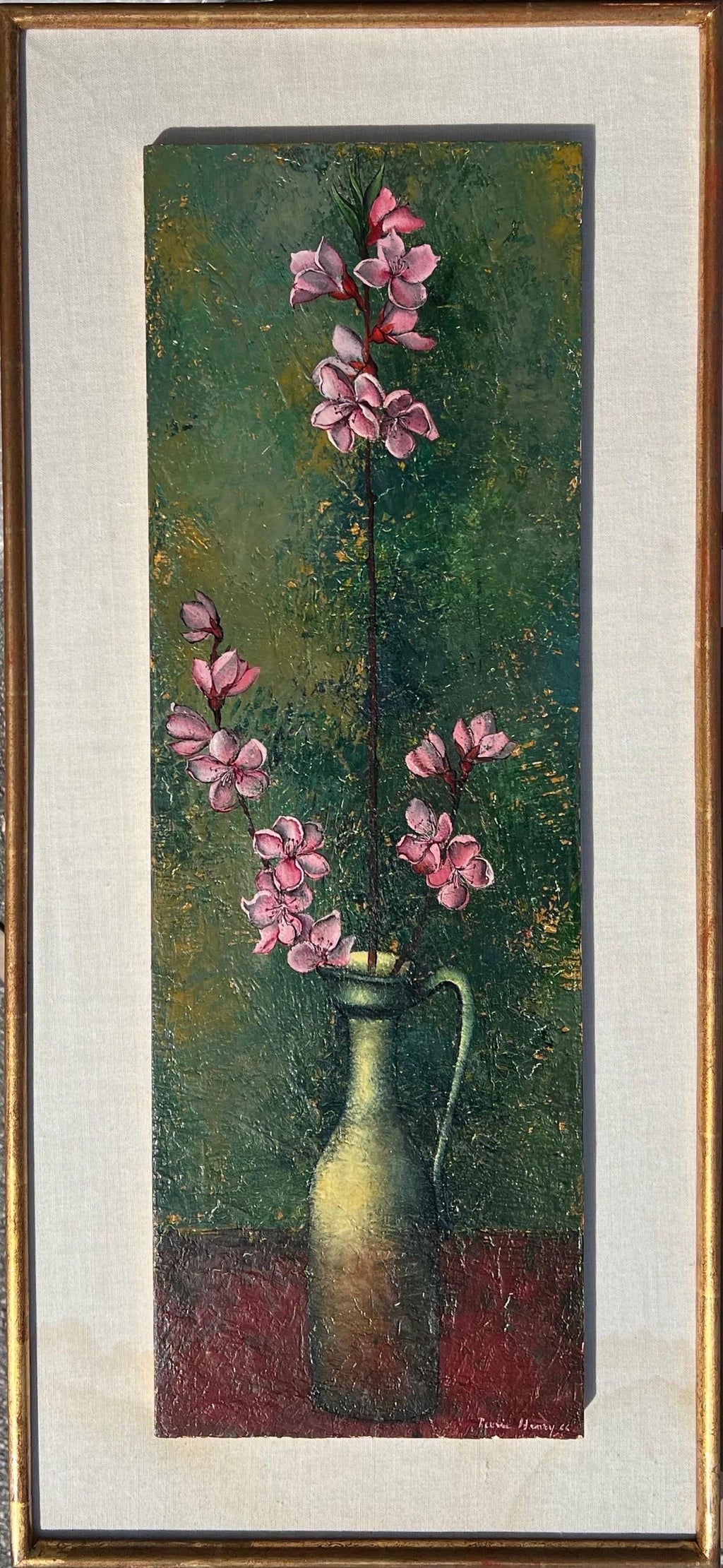 French Surrealism Oil Painting Pierre Henry Surrealist Color Flowers in Vase