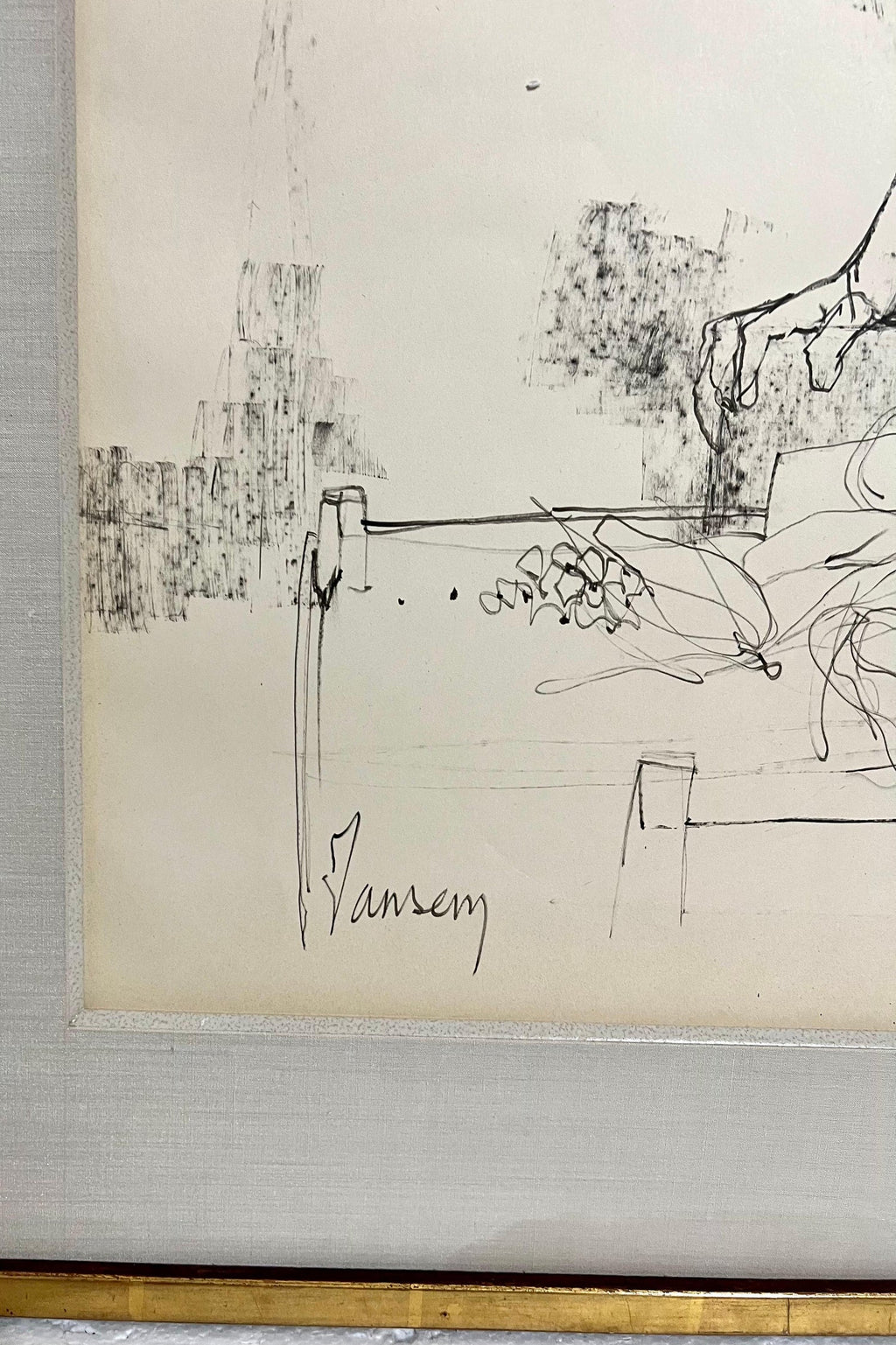 Large Drawing of Boy by French Armenian Modernist Jean Jansem Ecole De Paris Art