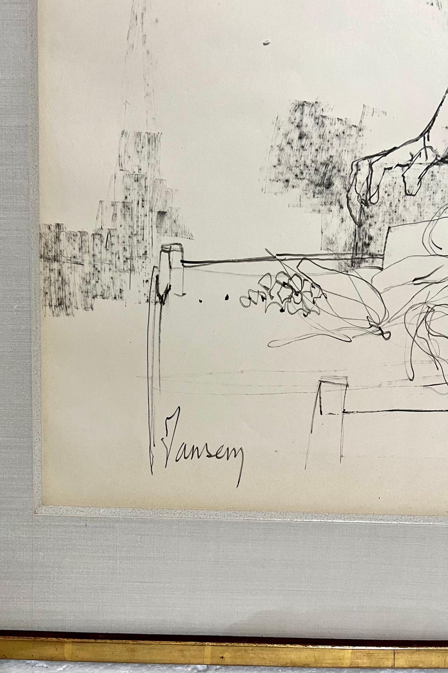 Large Drawing of Boy by French Armenian Modernist Jean Jansem Ecole De Paris Art