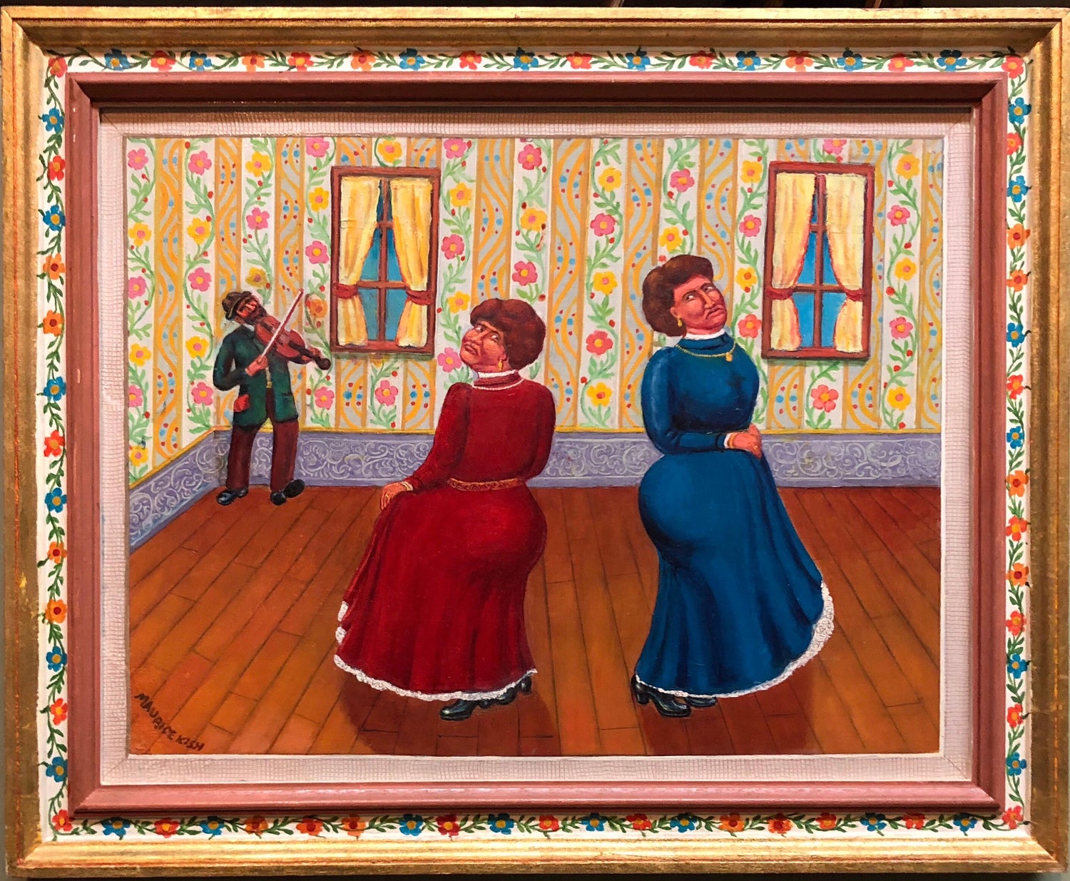 Dance of the In laws Wedding Scene Judaica Shtetl Oil Painting WPA Jewish Artist