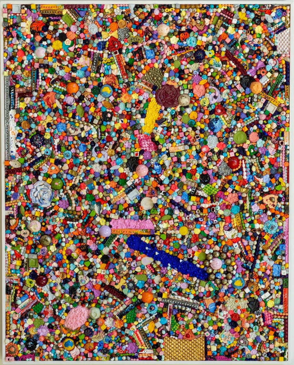 Large American Folk Art Masterpiece Glass Mosaic Sculpture Painting Wall Hanging