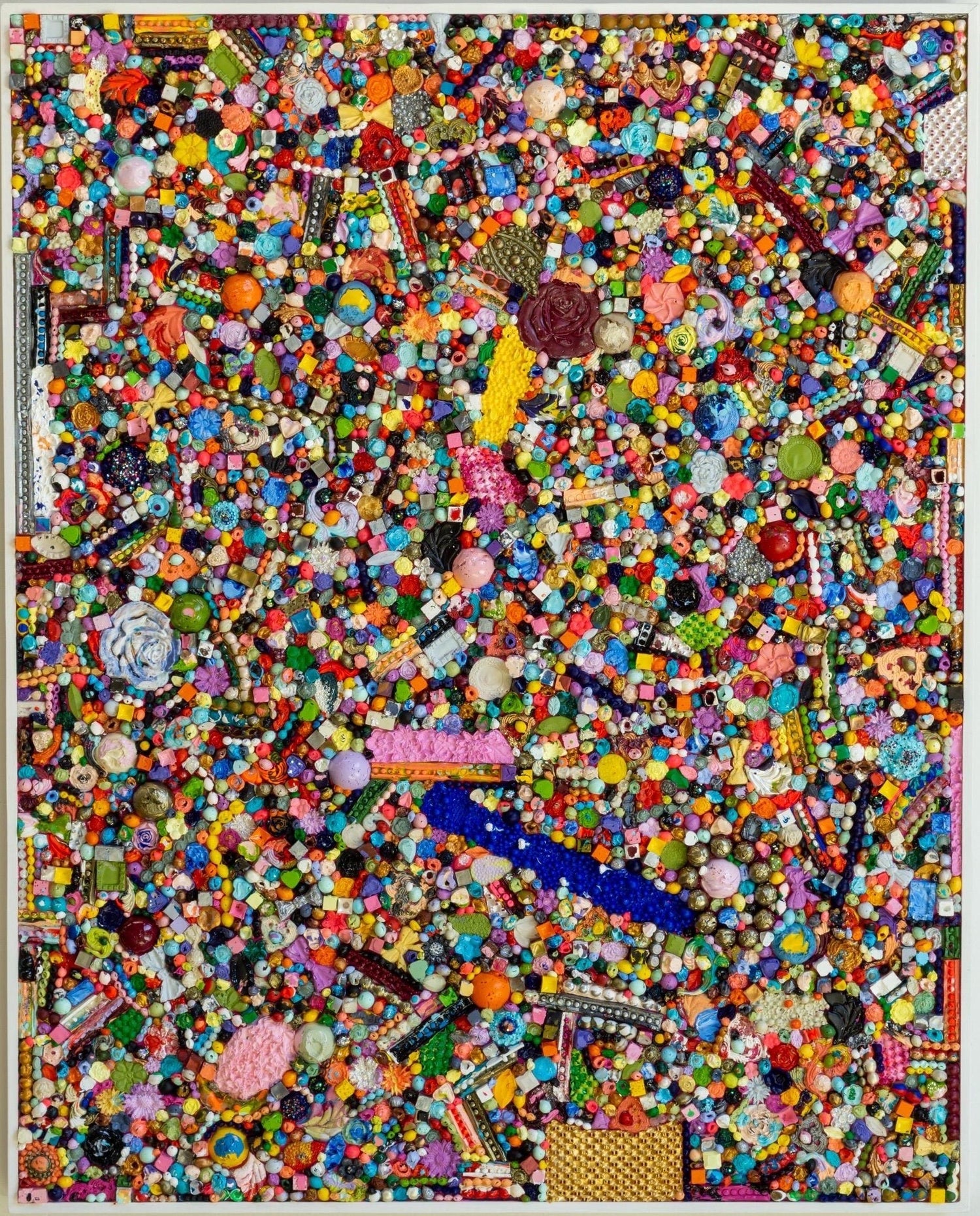 Large American Folk Art Masterpiece Glass Mosaic Sculpture Painting Wall Hanging
