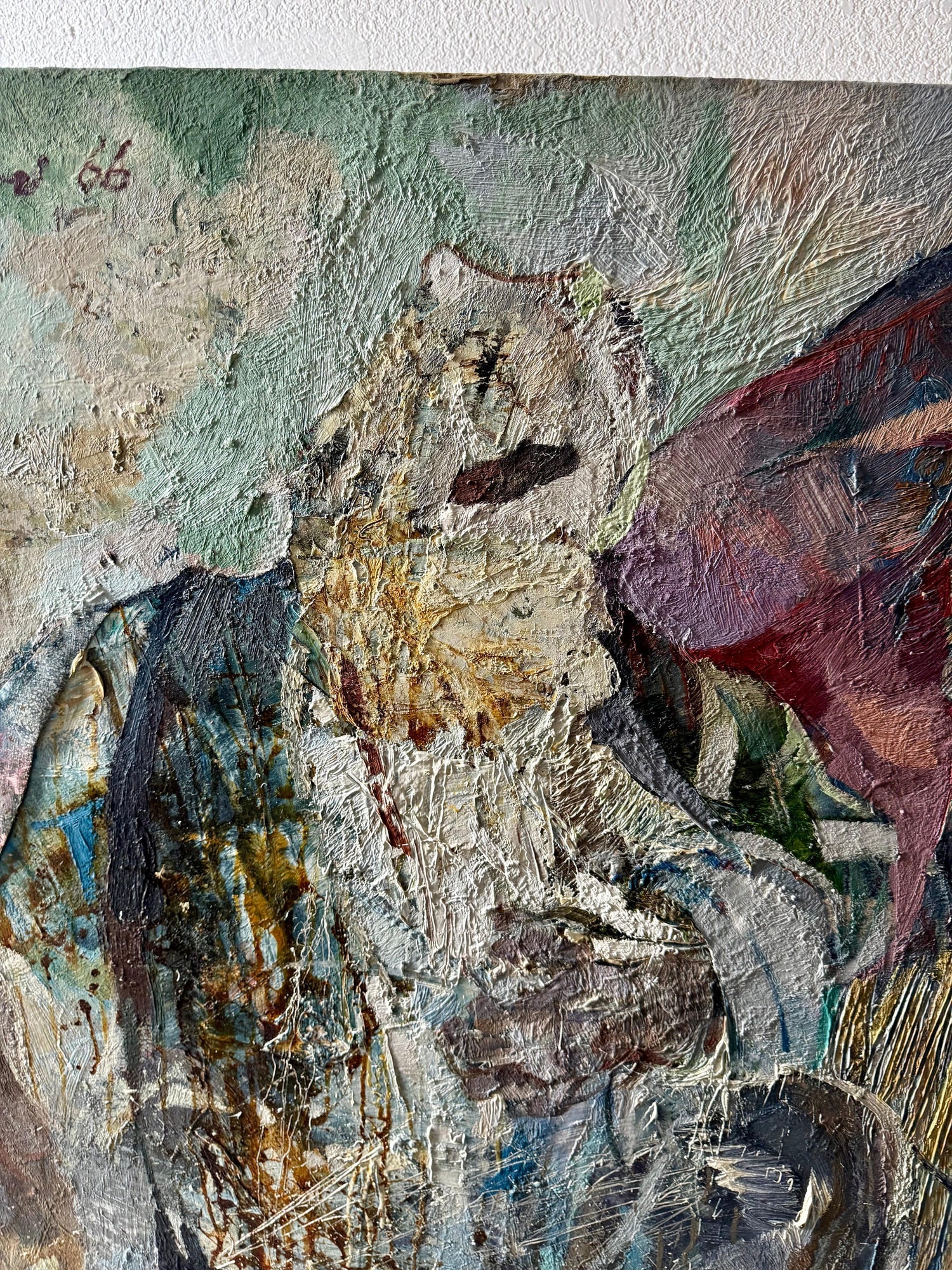 Large Figural Abstract Oil Painting Collage LA California Artist Peter Liashkov