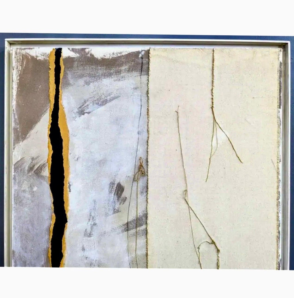 Mixed Media Collage Oil Painting Latvian American Modernist Artist Adja Yunkers