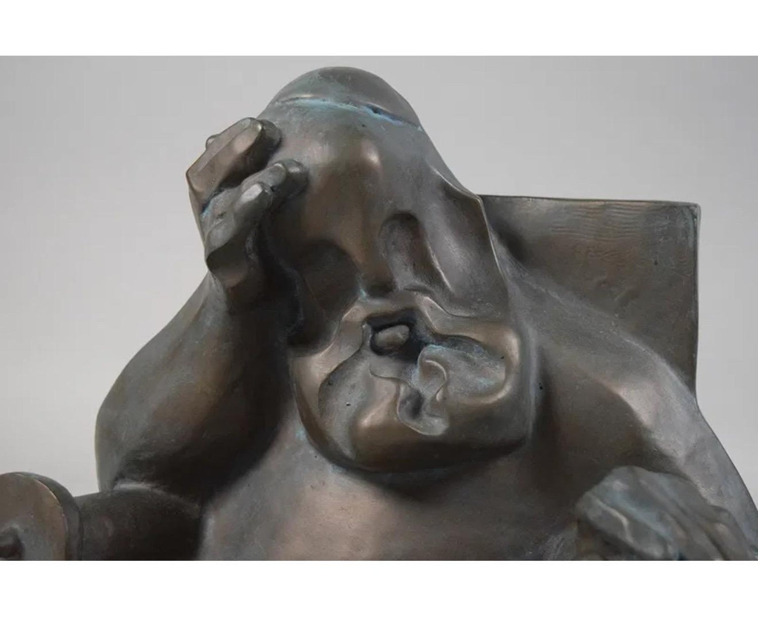 Ted Egri Taos Modernist Judaica Cubist Bronze Sculpture Rabbi & Torah WPA Artist