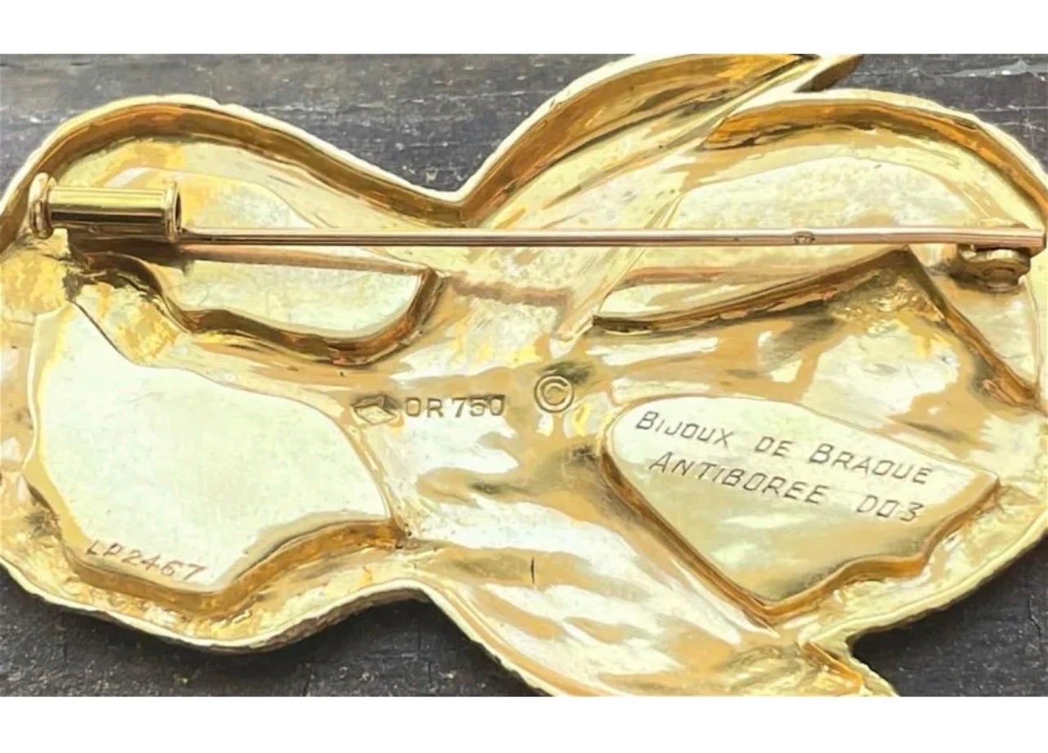 Rare 18 Karat Gold Enamel Georges Braque Sculpture Brooch