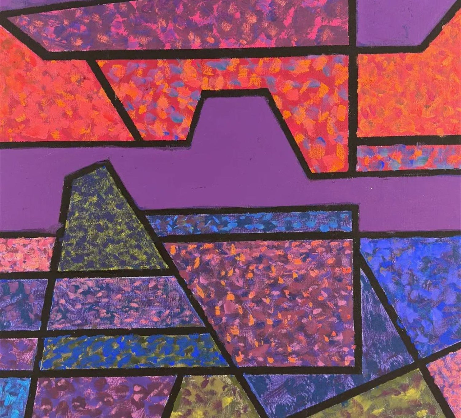 French Post War Geometric Abstract Oil Painting Kinetic Op Art Edgard Pillet