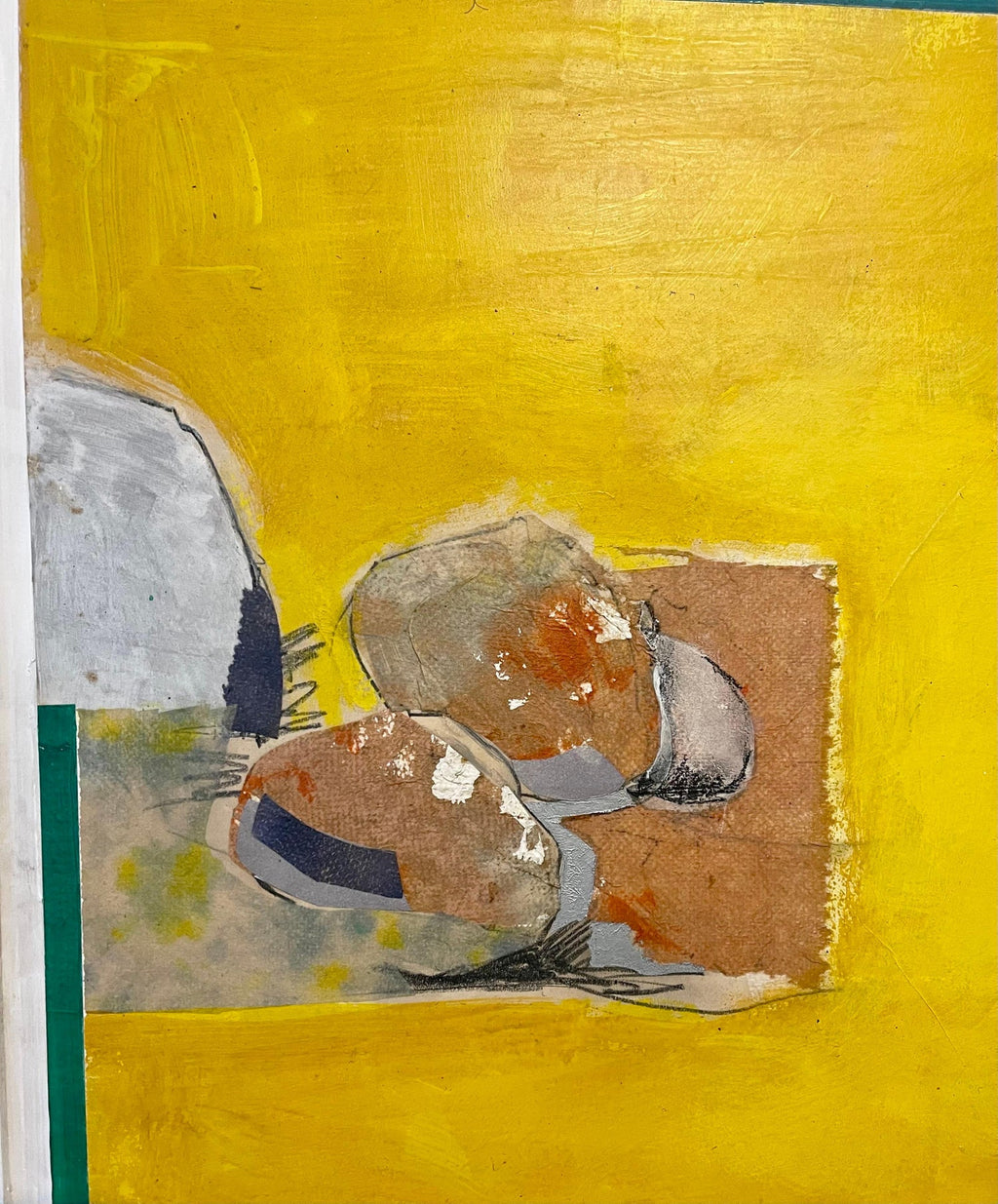 1970 Mod Surrealist Painting Collage David Hare Abstract Landscape Summer Land