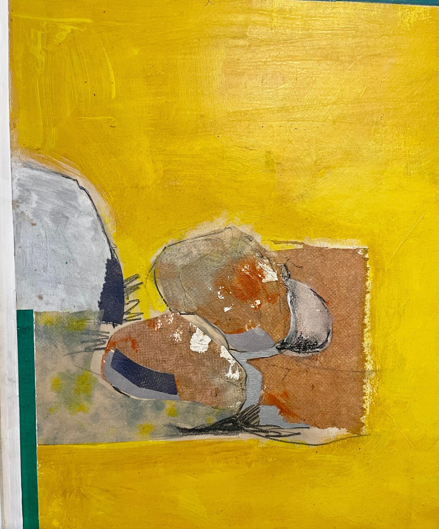 1970 Mod Surrealist Painting Collage David Hare Abstract Landscape Summer Land